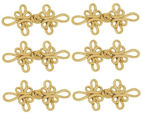 Hohopeti 6 pares de botones chinos nudo retro hebilla accesorios de costura para ropa Cheongsam Han y ropa étnica DIY sujetadores para tradicional