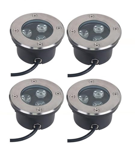 GUODDM 4PCS Très Mince Spot LED - 3W Étanche IP68 Éclairage sous-Marin Lumière, Piscine Encastrable Terrasse De Jardin Spot LED Exterieur Lumière(Warm White,3W(24V))