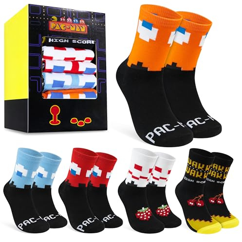 Pacman Herren Socken, atmungsaktive Strümpfe im 5er-Pack – Geschenke für Männer, Frauen
