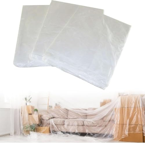 Surviguard 3 Stück Abdeckfolie Maler, 4×5m Starke Malerfolie, Malerplane, Malerabdeckfolie, Transparente Baufolie aus PE, Große Abdeckplane für Malerarbeiten, Renovierung, Gartenmöbel