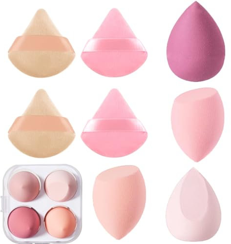 KOLZEMV Beauty Blender, 8 Pièces éponge Fond de Teint éponge Maquillage pour Fonds de Teint, beauty blender, eponge maquillage, Poudres Liquides, Etc, éponge de Maquillage Existe en 2 Formes
