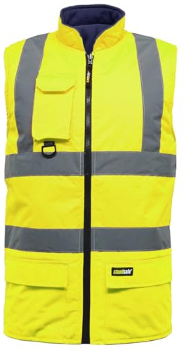 DURUS WORKWEAR Mens Hi Vis Reversible Fleece Lined Safety Bodywarmer Gilet - High Visibility Waistcoat