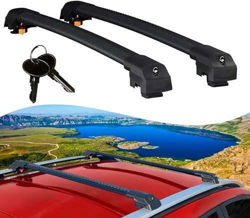 Axenture Lockable Roof Bars fit Raised Rails For Dacia Duster 2018-2023; Heavy Duty Aluminum Roof Rails Cross Bar, Ideal Car Roof Rack Bars for Luggage 2 Pcs Rail Carrier (Black)