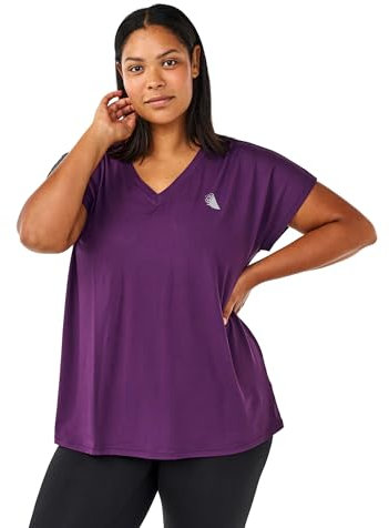 Zizzi Active by Große Größen Damen T-Shirt mit V-Ausschnitt Gr Gr L Purple Pennant - Plus Size Damen Kleidung
