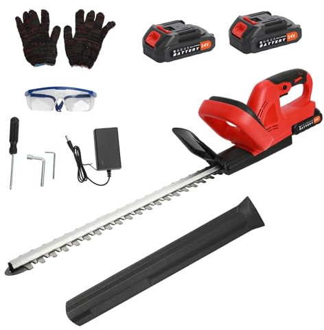 Taille-Haies élective Professionnel sans Fil 21v avec 7500mAh Batterie et Chargeur Rapide, Double boiteux Rouge