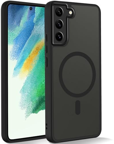 Coiwxmoi Magnetic Cover for Samsung Galaxy S21 FE(5G), MagSafe Compatible, Translucent Matte Slim Back TPU Bumper+PC Hard Shockproof Protective Case for Samsung S21 FE 6.4 Inches, Black