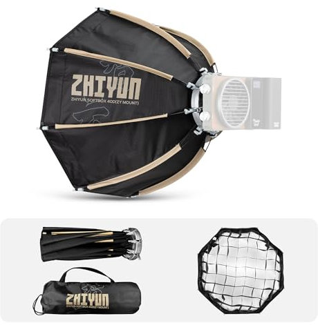 ZHIYUN 14.17 Zoll 40D MINI Achteckige Softbox ZY-Halterung [Offizielle] Schnell Zusammenklappbar, Schnellaufbau mit Diffusoren/Wabengitter, Kompatibel mit X100 X60 Serie CX100 G60 CX50