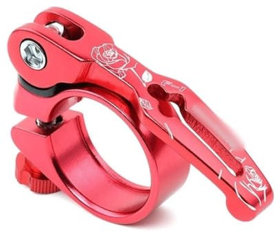 TENVORA Bike Seat Clamp,Seat Post Clamp Mountain Bike Quick Release Seat Tube Clamp 31.8/34.9mm Road Seat Post Clamp Color(Red,34.9)