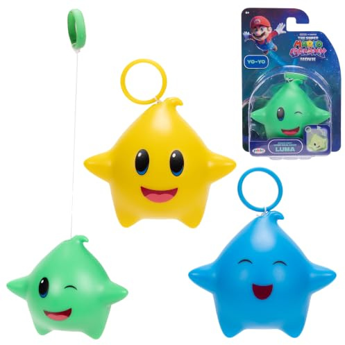Confezione da 3 yo-yo Luma del film Super Mario Galaxy | Prodotto con licenza ufficiale Jakks Pacific, 3 Luma fluorescenti al buio, include modelli blu, verdi e gialli, 3+