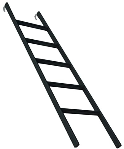 Black Metal Bunk Ladder for Travel Trailer Camper, Floor-Style Twin Loft Bed Ladder with Hooks, Dormitory Elevated Bed Ladder/180Cm/70.8Inch