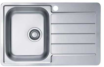 VBChome Fregadero de acero inoxidable, 79 x 50 cm, estructura satinada, fregadero empotrable con orificio para grifo, escurridor derecho, para camping