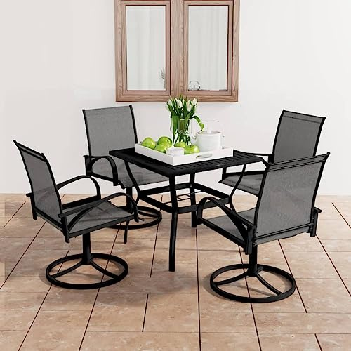 Mimdixy Terrassenmöbel Lounge Gartenmöbel Sitzgruppe,5 TLG. Garten Essgruppe Textilene und Stahl,Sitzgruppe Für Garten,Balkon,Kompakte Verpackung Und Einfache Montage