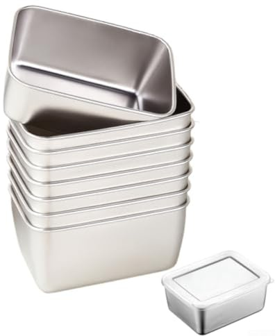 10pcs Airtight Stainless Steel Containers for Kitchen Storage, Leakproof and Odour-Free Boxes for Sauces, Meal Preparation or Spices, Dishwasher and Microwave Safe, for Fridge and Freezer