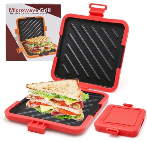 Microwave Toastie Sandwich Maker, Microwave Toastie Maker with Removable Non-Stick Plates & Silicone, Quick-cooking and Easy-Clean Micro Toastie, Perfect for Sandwiches,Paninis, and Fried Eggs