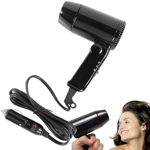 Car Hair Dryer - Cold Foldable Hair Dryer | Compact Travel Styling Tool - Road Trip Hairs Care Convertible Truck RV SUV Camping Bathroom Use