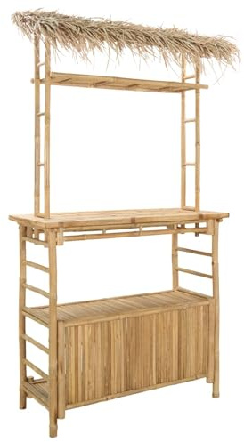 vidaXL Outdoor Bartisch Natur 110 x 50 x 209 cm Bambus, Stylischer Bar-Tisch, robust für Sommerpartys, Gartenfest, umweltfreundliches Design, minimalistisch und chic
