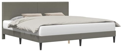 Mhdvray Bettgestell 200x200 cm mit Kopfteil Cord Doppelbett Hellgrau Moderner Bettrahmen Holz Polsterbett 200 x 200 Ehebett Schlafzimmer