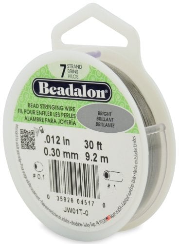 Beadalon JW01-T-0 - Alambre de cuerda de 7 hebras de 0,30 mm, 30 pies (9,1 m) brillante, 012
