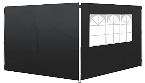 Outsunny 3 Meters Gazebo Replaceable Exchangeable Side Panel Wall Panels Walls With Window, Black