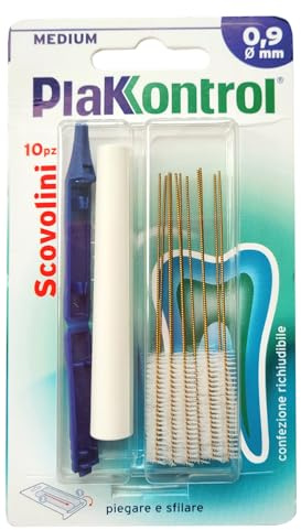 Plakkontrol® scovolini per l'igiene dentale con manico intercambiabile - 0,9 mm, conf. 10 pz, peso confezione: ℮ 14 g