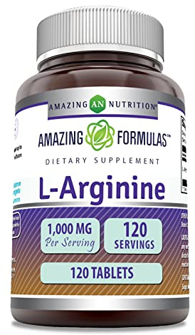 Amazing Formulas L-Arginine Supplement | 1000 Mg Per Serving | Tablets | Amino Acid Supplement for Women & Men | Non-GMO | Gluten Free | Made in USA (1 Pack | 120 Count)