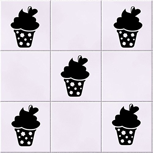 10 Herz auf der Sterne Cupcakes Fliesenaufkleber Wand Aufkleber Vinyl Kunst Aufkleber Küche, Dusche, Badezimmer Aufkleber