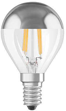 Osram Bulb Shape Star Classic A Mirror LED Head Lamp, Glass, Warm White, E14, 4 W