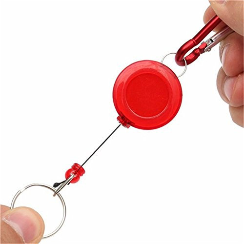 C-FUNN Abzeichen Reel Teleskop Schlüssel Schnalle Karabiner Recoil Retractable Halter Schlüsselanhänger Rot