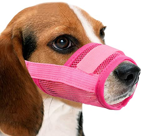 YAODHAOD Hunde Maulkorb,Nylon-Mesh, atmungsaktiv und bequem,schnell sitzende Hundemündung mit verstellbaren Trägern,erhindert Das Beißen,Kauen Und Bellen(L, Pink)