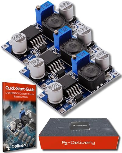 AZDelivery 3 x LM2596S DC-DC Netzteil Adapter Step down Modul kompatibel mit Arduino inklusive eBook!