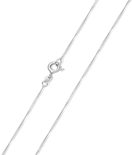 MATERIA Gekordelte Panzerkette Silber 925 diamantiert - feine Silber-Kette 1mm Halskette Damen K43-50 cm