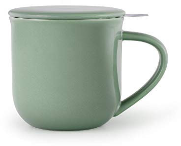 Viva Scandinavia Teetasse aus Porzellan mit herausnehmbarem Teesieb aus Edelstahl, losen Tee, Blättertee, isolierter Griff, 350 ml, Grün