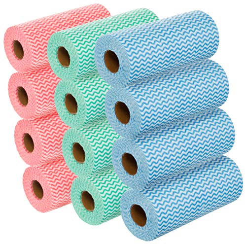 BRANDSSELLER 12 rollos de paños de limpieza, total 600 unidades - Multicolor azul, rojo, verde
