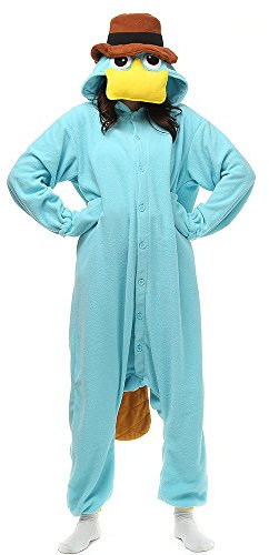 BGOKTA Onesie Tier Damen Sleepwear Erwachsene Hoodie Schnabeltier Kostüm Cosplay Tier Jumpsuit Pyjamas Tieroutfit, LTY117,M