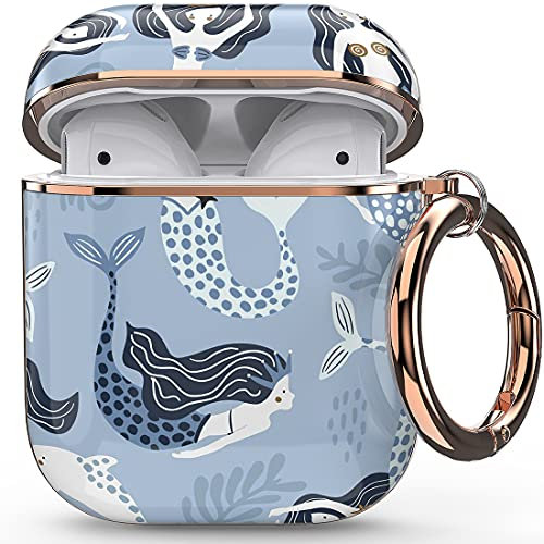 wenew Case Cover Compatible with Apple Airpods 2 & 1, Hard Case Cover with Cute Patterns and Keychain for Girls, Children, Women, Men