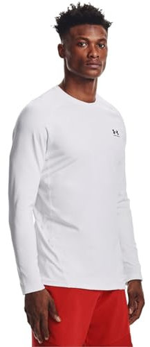 Under Armour Men UA CG Armour Fitted Crew, Warm Functional Shirt for Men, Lightweight Tight-Fit Long-Sleeve Sports Top, Thermal Long-Sleeve Shirt White
