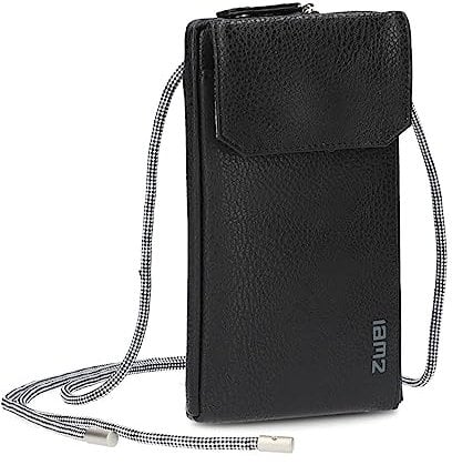 Zwei Handytasche zum Umhängen Mademoiselle.M MP30 Smartphone-Etui & Geldbörse 2-in-1, umlaufender Reißverschluss, längenverstellbarer Riemen, Mini-Handtasche 19 x 10 x 3 cm (Noir)
