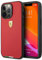 Ferrari - Custodia in pelle per iPhone 13 Pro Max con logo in metallo, colore: Rosso