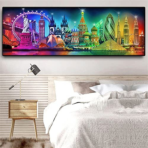 Diamond Painting London Big Ben Freiheitsstatue 5D Diamant Painting Voll Set mit Diamond Zubehör,50x150cm Leinwand Groß Bilder Malen Nach Zahlen Kinder Geschenk für Deko Wohnzimmer Schlafzimmer