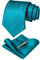 JEMYGINS Seide Krawatte Krawatten und Einstecktuch mit krawattenklammer Set für Herren Seidenkrawatten Hochzeit Schlips,pfauenblau