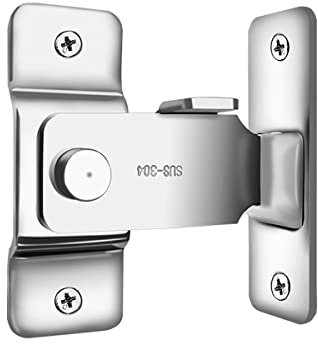 90 Degree Right Angle Door Latch Bending Latch Buckle Bolt, Stainless Steel Cabinet Door Wardrobe Hasp Latch Lock,90°Buckle Hook Lock Bolt,Brushed Color