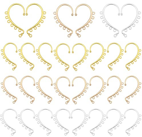 PandaHall Ohrmanschetten-Rohlinge, 36pcs 3 Farben Retro Ear Crawler 2.2 7 Loops Alloy Chandelier Earcuff Wrap Für DIY Non Piercing Women Long Chain Quaste Ohrringe, Hellgold/Gold/Silber