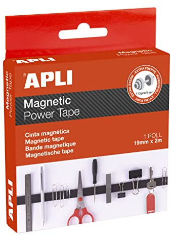 APLI 19185 - extra starkes Magnetklebeband - 19 mm x 2 m Rolle