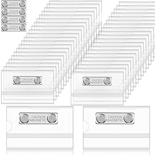 Targhette Magnetiche per Nomi Identificativi con Scafi in PVC Portabadge Magnetici da 3,5 x 2,1 Pollici Porta Nomi con Magneti per Scuola Ufficio Collega e Conferenze Aziendali (50 Pezzi)