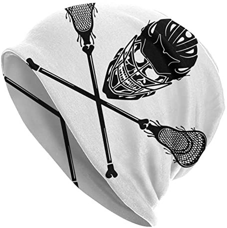 DJNGN Schwarze Lacrosse-Mütze, Chemo-Mütze, Krebs-Kopfbedeckung, Strickmützen, Baggy, Slouchy-Schal, Mütze für Erwachsene, Frauen, Männer