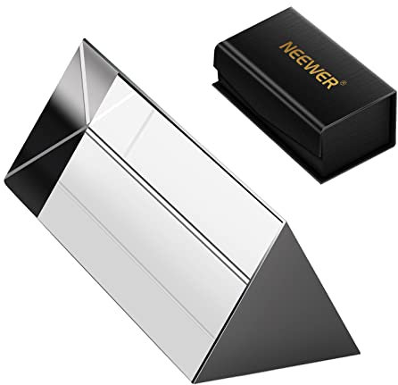 Neewer 3.7 inch/9.4cm Triangular Prism, K9 Crystal Optical Glass for Prism Photography, Rainbow Effects Photo Photography Prism, Teaching Light Spectrum Physics