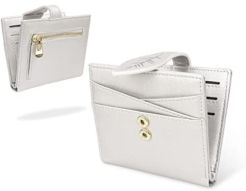 conisy Petit Portefeuille, Blocage RFID, Cuir Fin, Poche Avant à Deux Volets, Portefeuille avec Fermeture éclair, Porte-Monnaie pour Femme (Argent Brillant)