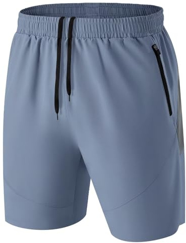 HMIYA Pantaloncini Running Uomo Leggero Sportivi Shorts Asciugatura Veloce Palestra Corsa Calzoncini con Tasca con Cerniera(Arona Blu,EU-4XL/US-3XL)