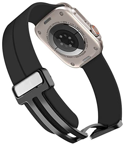 MroTech Compatible avec Apple Watch Ultra Bracelet 49mm 45mm 44mm 42mm pour Homme Femme Bracelet de Remplacement pour iWatch Série 8 7 SE 6 5 4 3 2 1 Bracelet Silicone de Sport,Noir