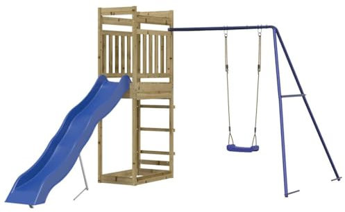 vidaXL Spielturm, Klettergerüst mit Rutsche Schaukel, Kinder Kletterturm mit Sandkasten, Spiel-Zubehör für Garten, Spielgeräte Spielplatz, Imprägniertes Kiefernholz